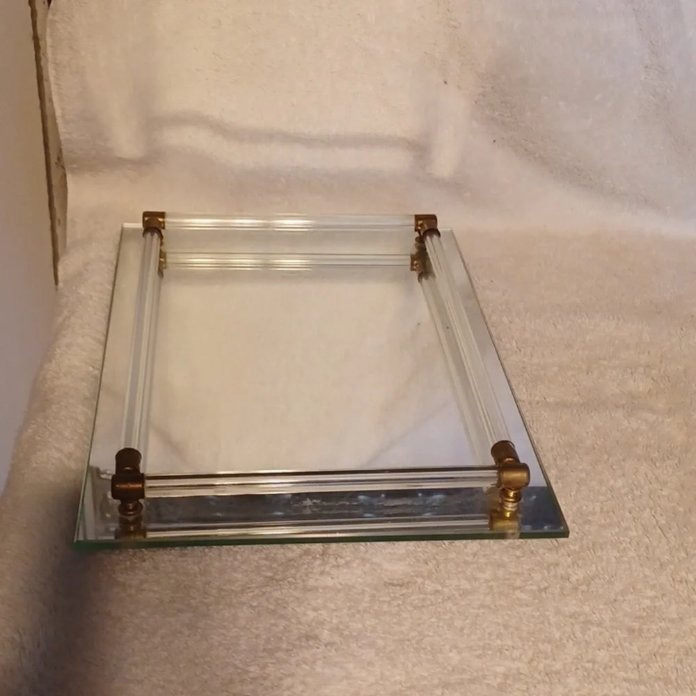 Vanity tray mirrored glass tray dresser tray